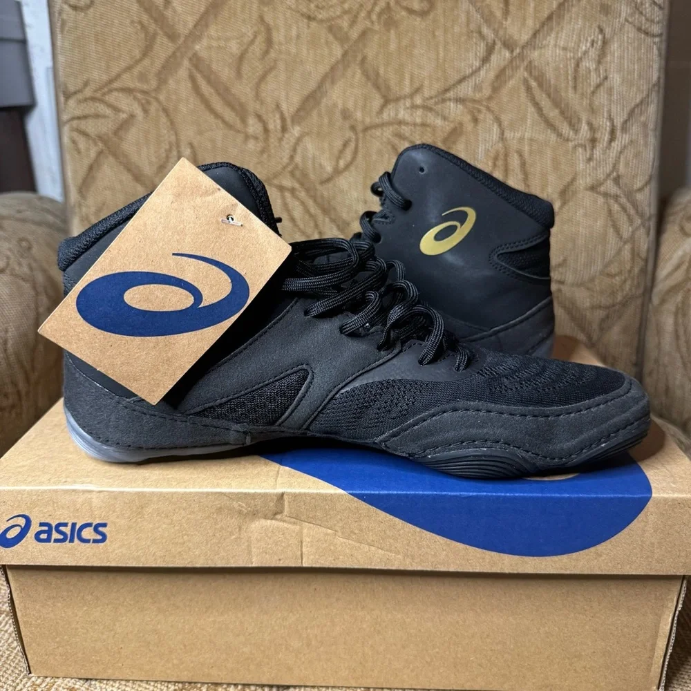 Asics Split Elite Men’s 9.5 Wrestling shoes Black Athletic sneakers 1081A050‎